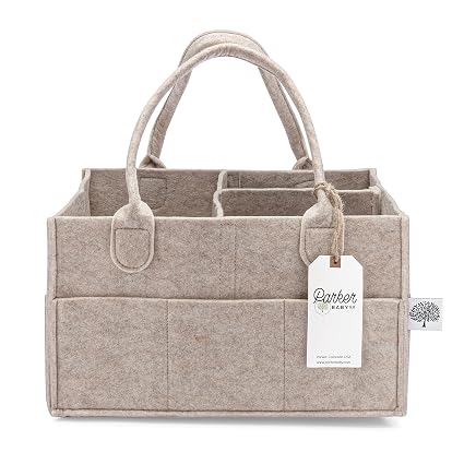 Parker Baby Co. Felt Diaper Caddy in "Oatmeal"