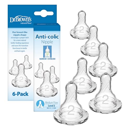 Dr. Brown's Level 2 Narrow Nipples, 6-Count